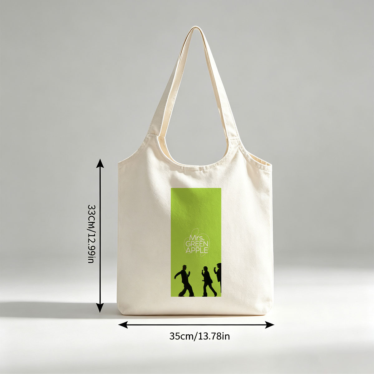 Mrs. GREEN APPLE Band Members Silhouettes Walking on Green Background - Canvas shoulder bags/