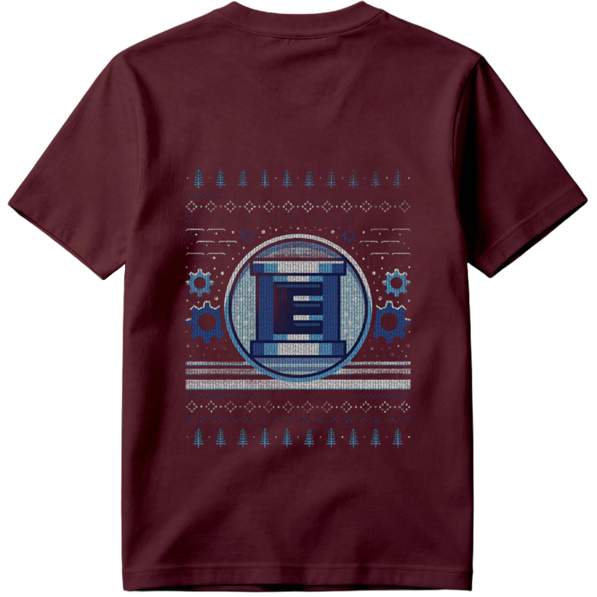 Pixel Winter Emblem: Column & Gears Holiday Design - Tee