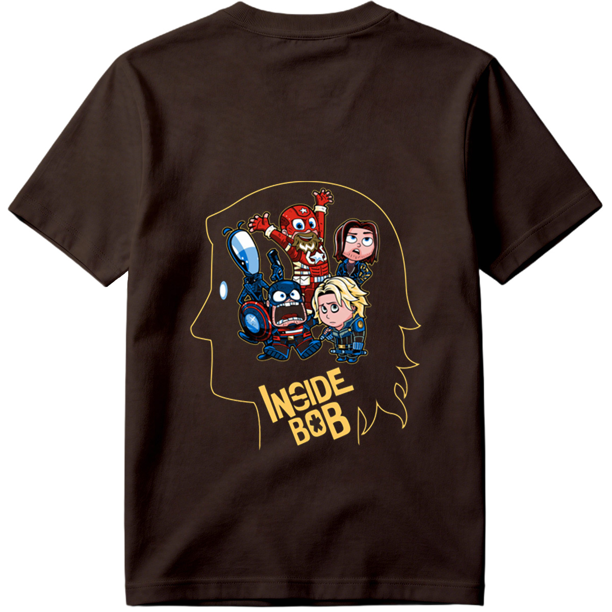 Inside Bob: Captain America, Black Widow, and Thor in Chibi Style - Tee