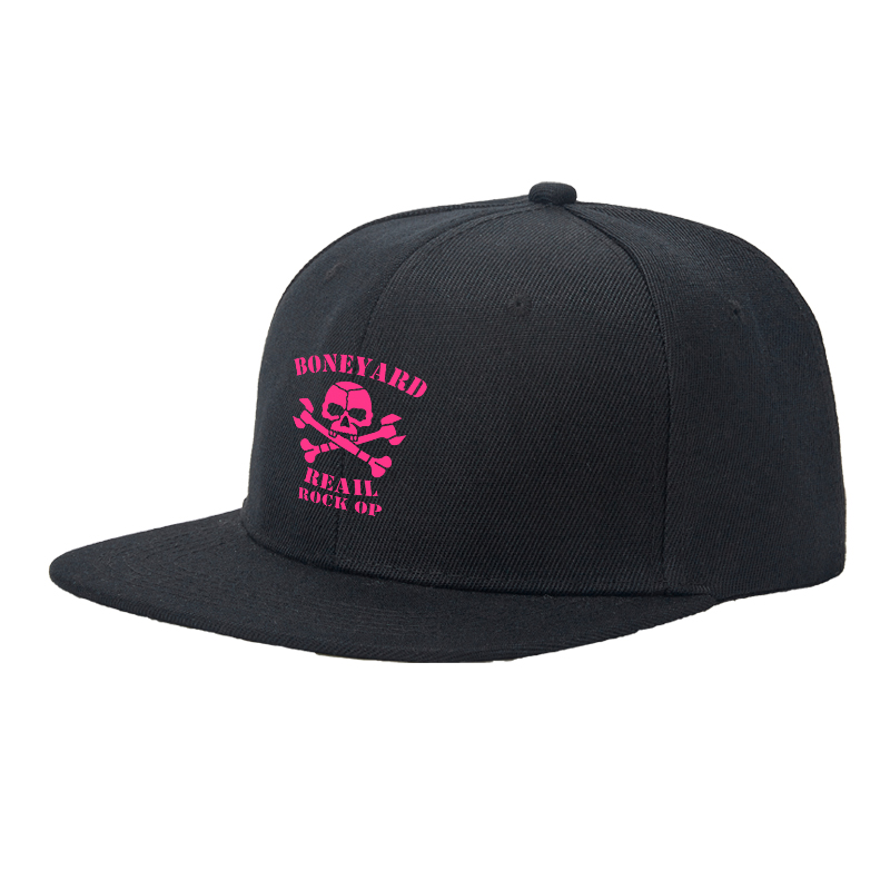 Flat Brim Baseball Cap Boneyard Skull Crossbones Print Streetwear Underground Skate Style for Basketball Court Skate Park Urban Lifestyle Skaters Rappers Streetwear Enthusiasts