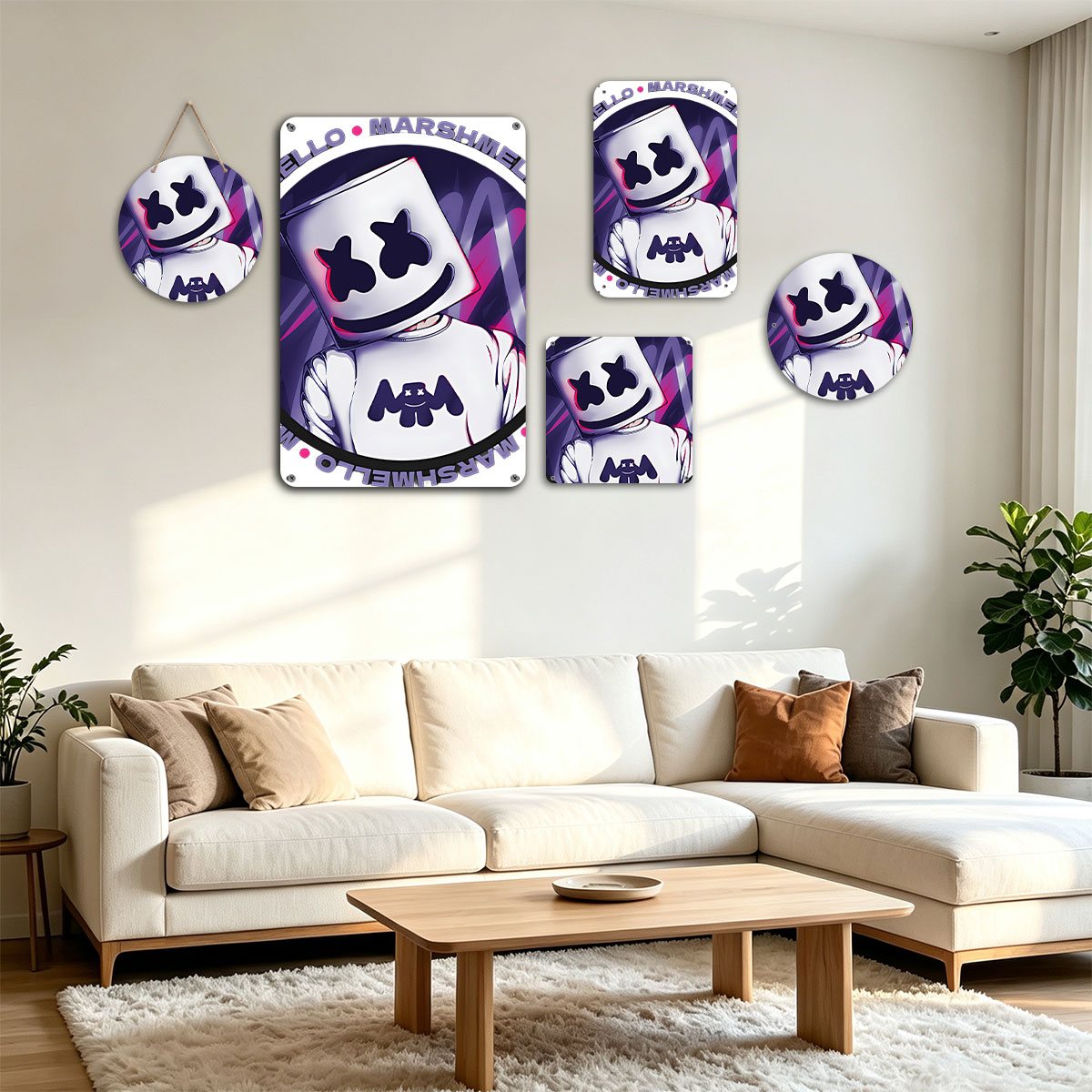 Marshmello - Iconic DJ with Signature Marshmallow Helmet and Logo Design - painting
