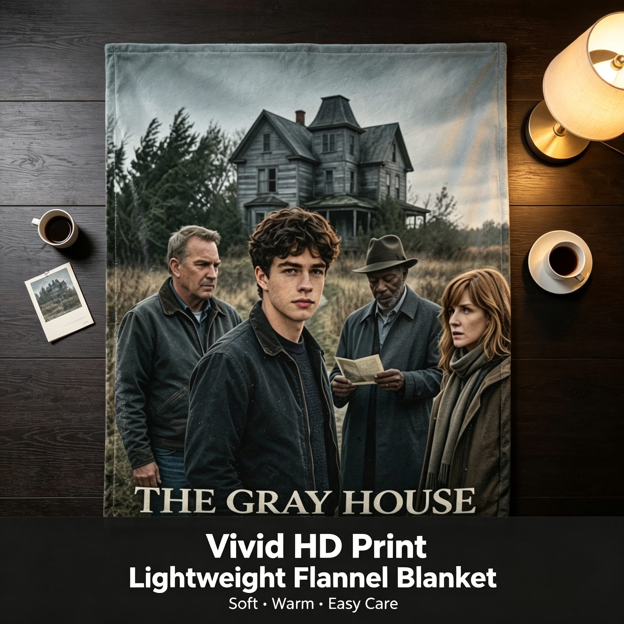 Custom Face Blanket The Gray House Movie Character Flannel Blanket for Cozy Home Use, Perfect Gift or Giveaway Item