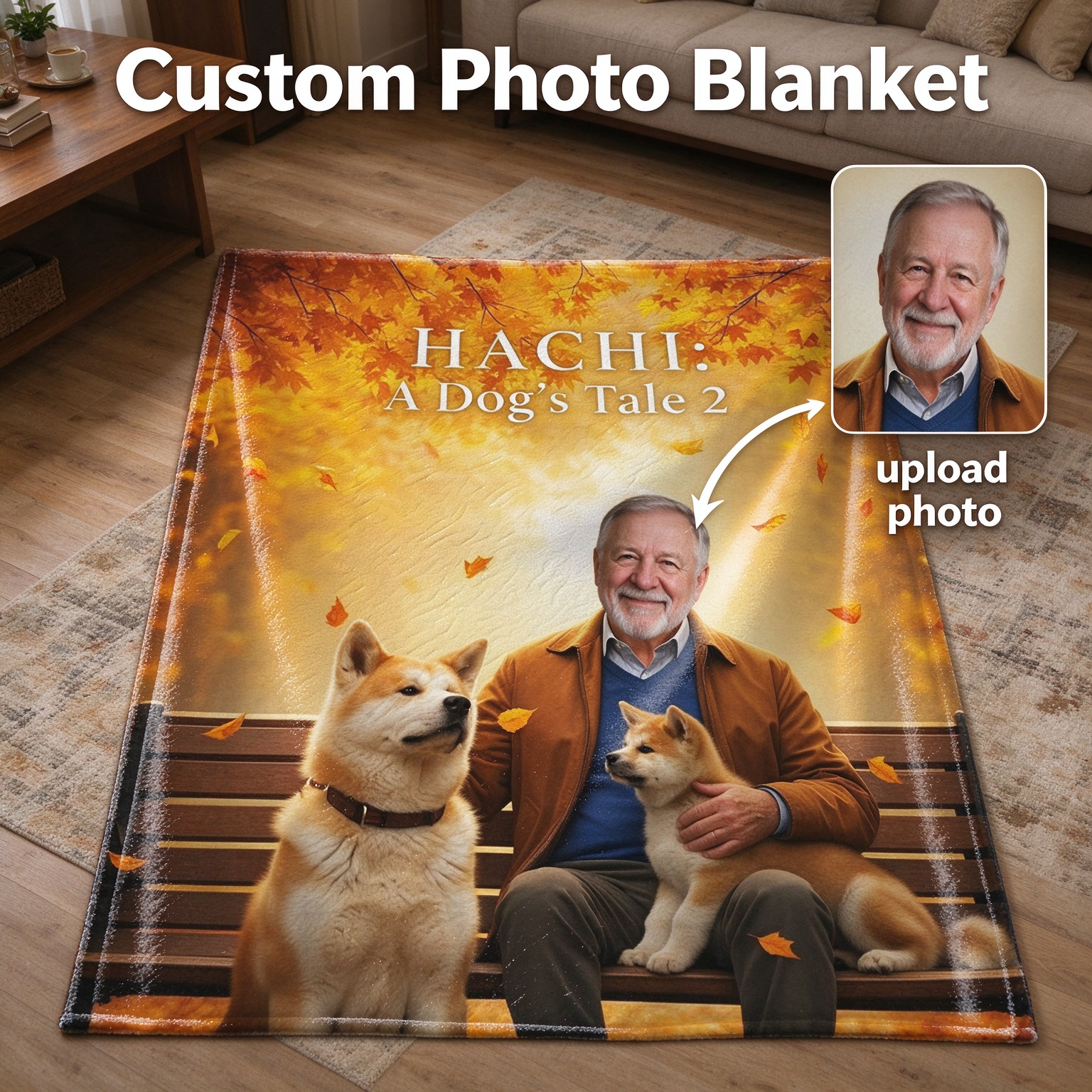 Personalized Custom Face Photo Blanket Ultra Soft Anti Pilling Flannel Fleece Throw Ideal Gift for Pet and Dog Lovers