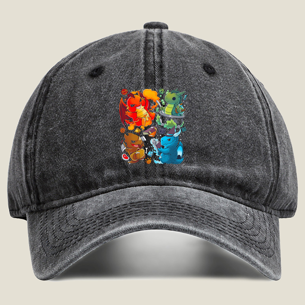 Dragon Quest: Fire, Nature, Earth, and Water Elements - Washed Denim - Baseball Cap