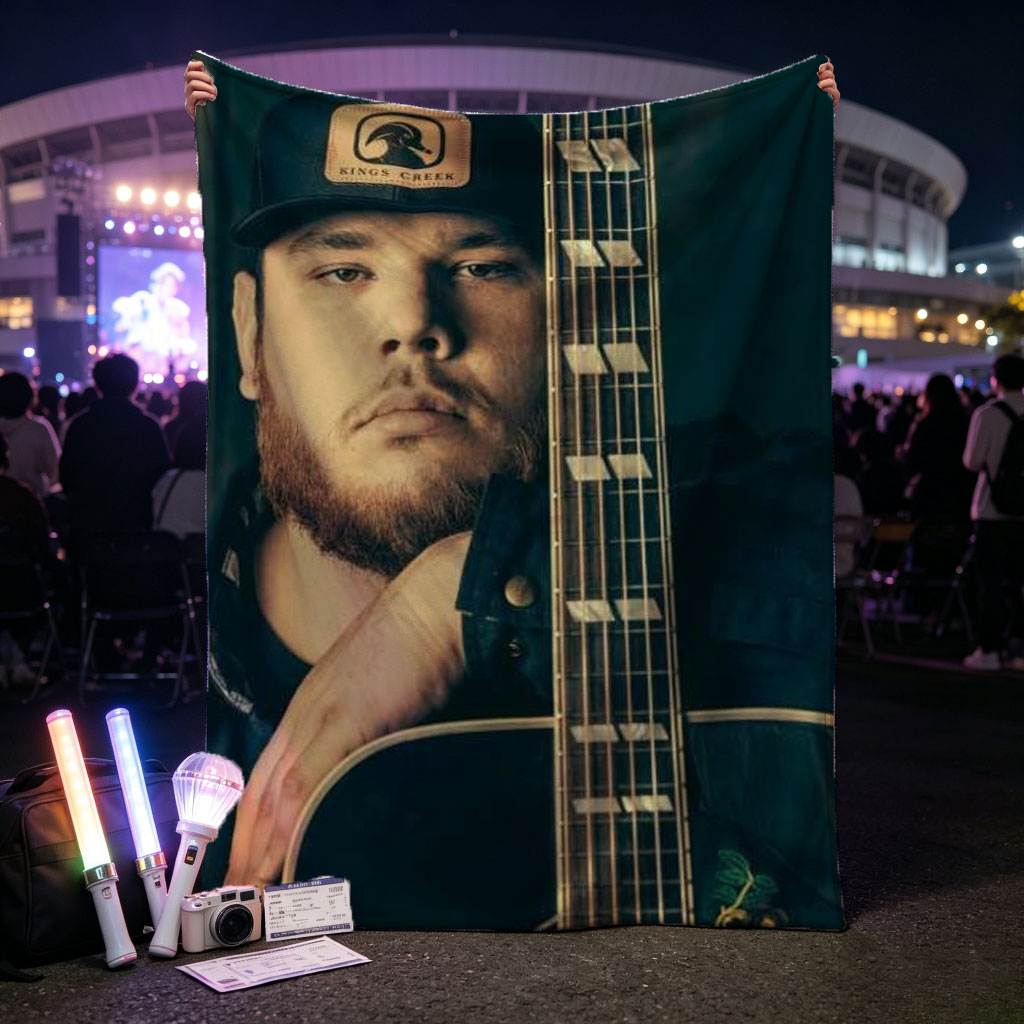 Luke Combs Holding Acoustic Guitar in Studio Portrait - Blankets