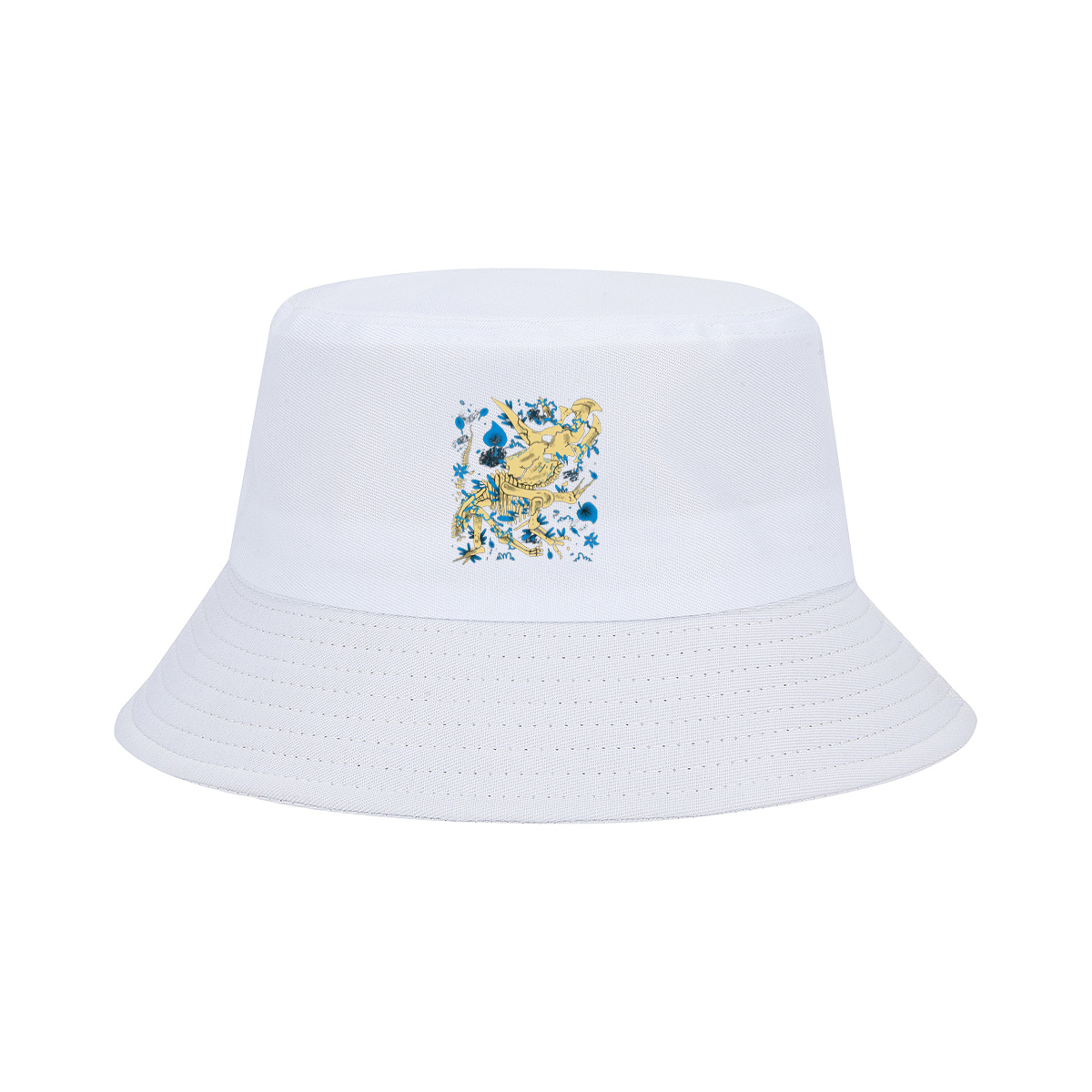 Triceratops Skeleton with Blue Leaves and Water Splash - Fisherman's Hat