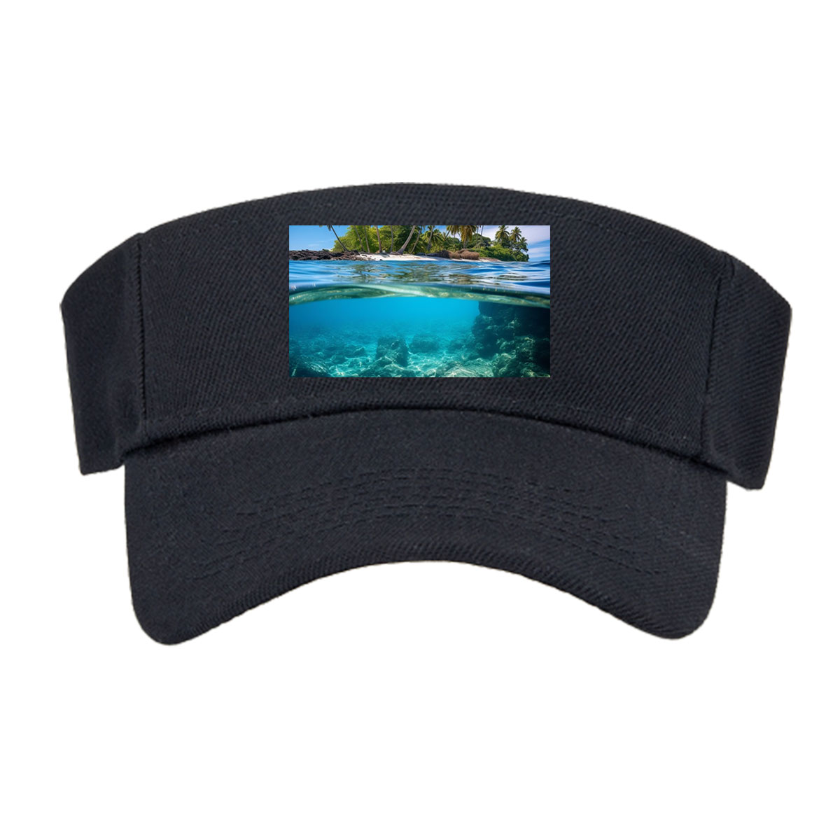 Tropical Island with Palm Trees and Crystal Clear Waters -  Visor cap