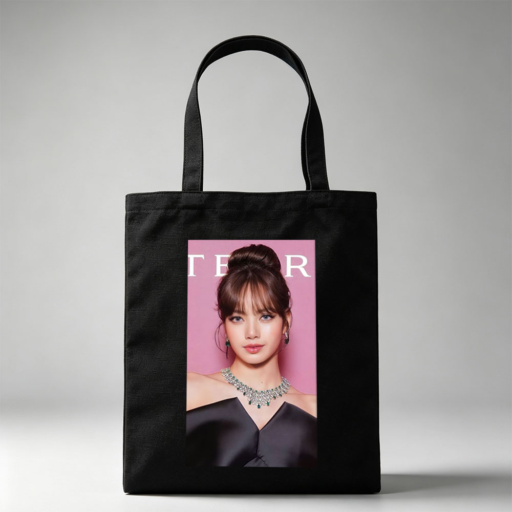 Lisa Blackpink Red Carpet Glamour in Emerald Jewelry and Black Gown - Canvas tote bags