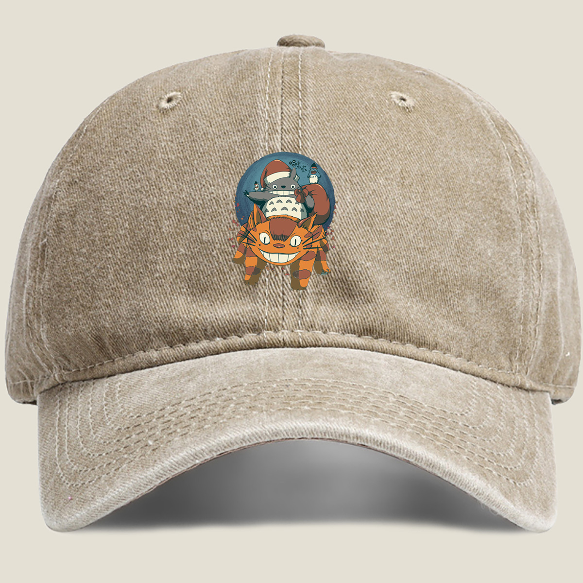 Totoro and Catbus Holiday Adventure - Washed Denim - Baseball Cap