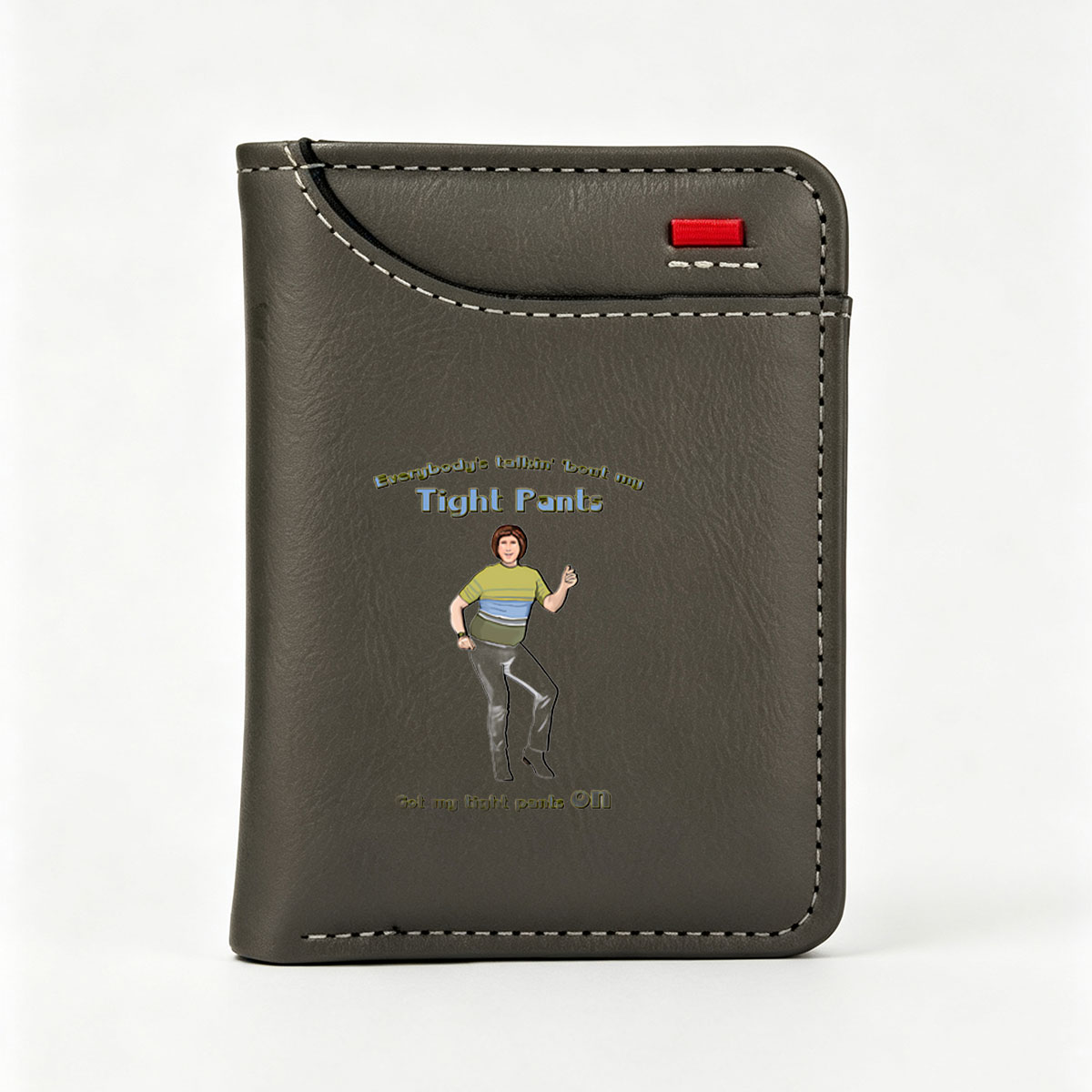 Everybody's Talkin' 'Bout My Tight Pants: A Cartoon Character in Stylish Attire - Vertical Style Wallet