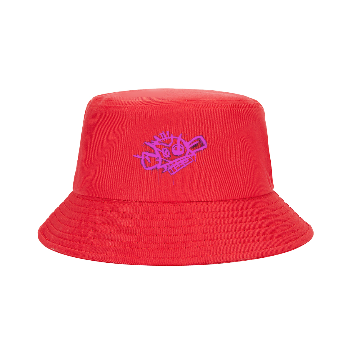Graffiti-style pink skull with crown and crossbones on black background - Fisherman's Hat