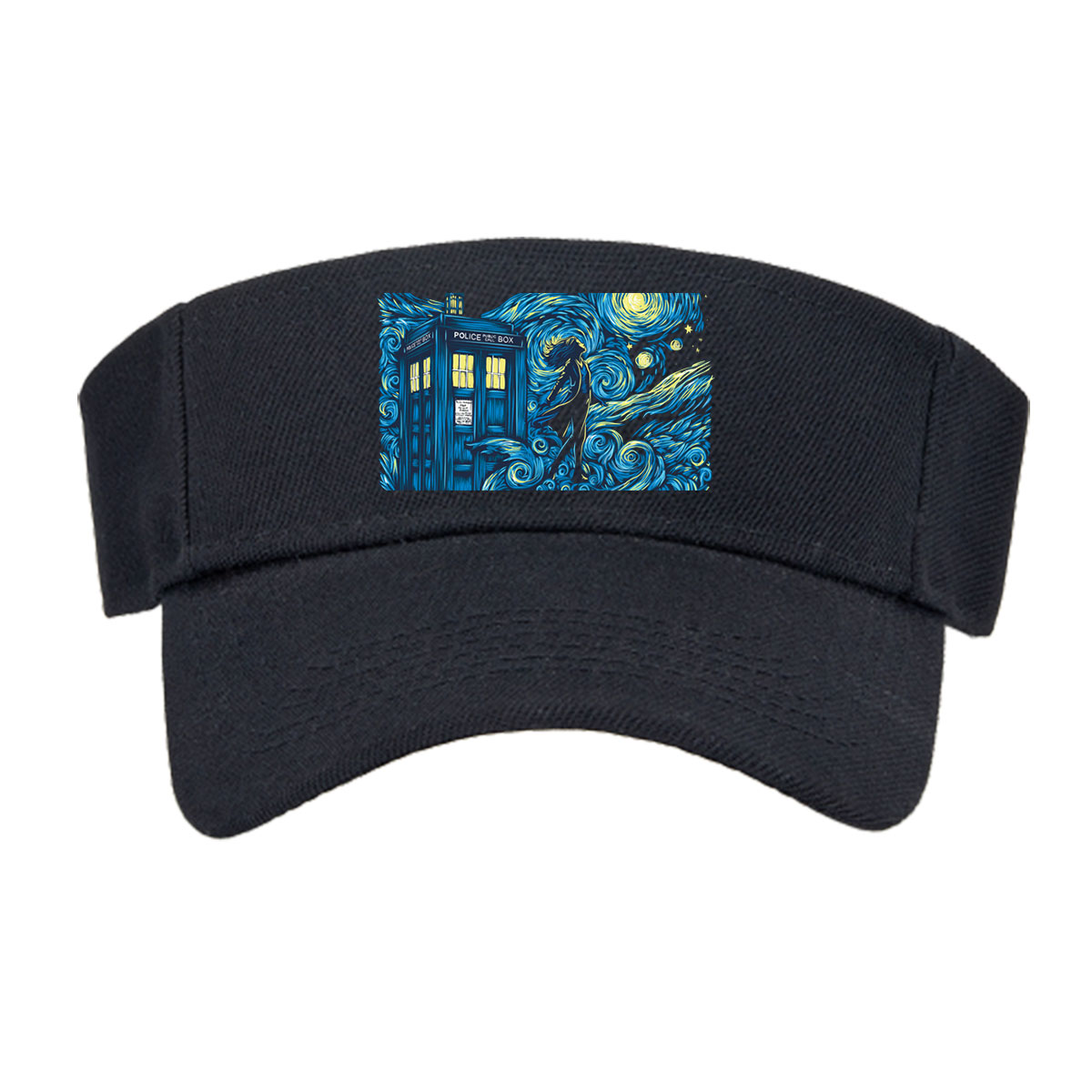 Doctor Who TARDIS in Starry Night Style with Silhouette Figure -  Visor cap