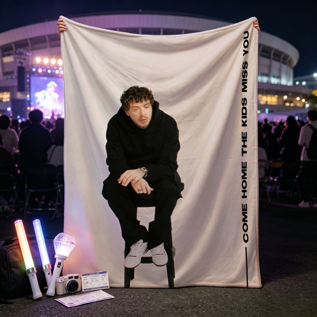 The Kids Come Home Miss You Album Cover Featuring Artist in Black Outfit Sitting on Stool - Blankets