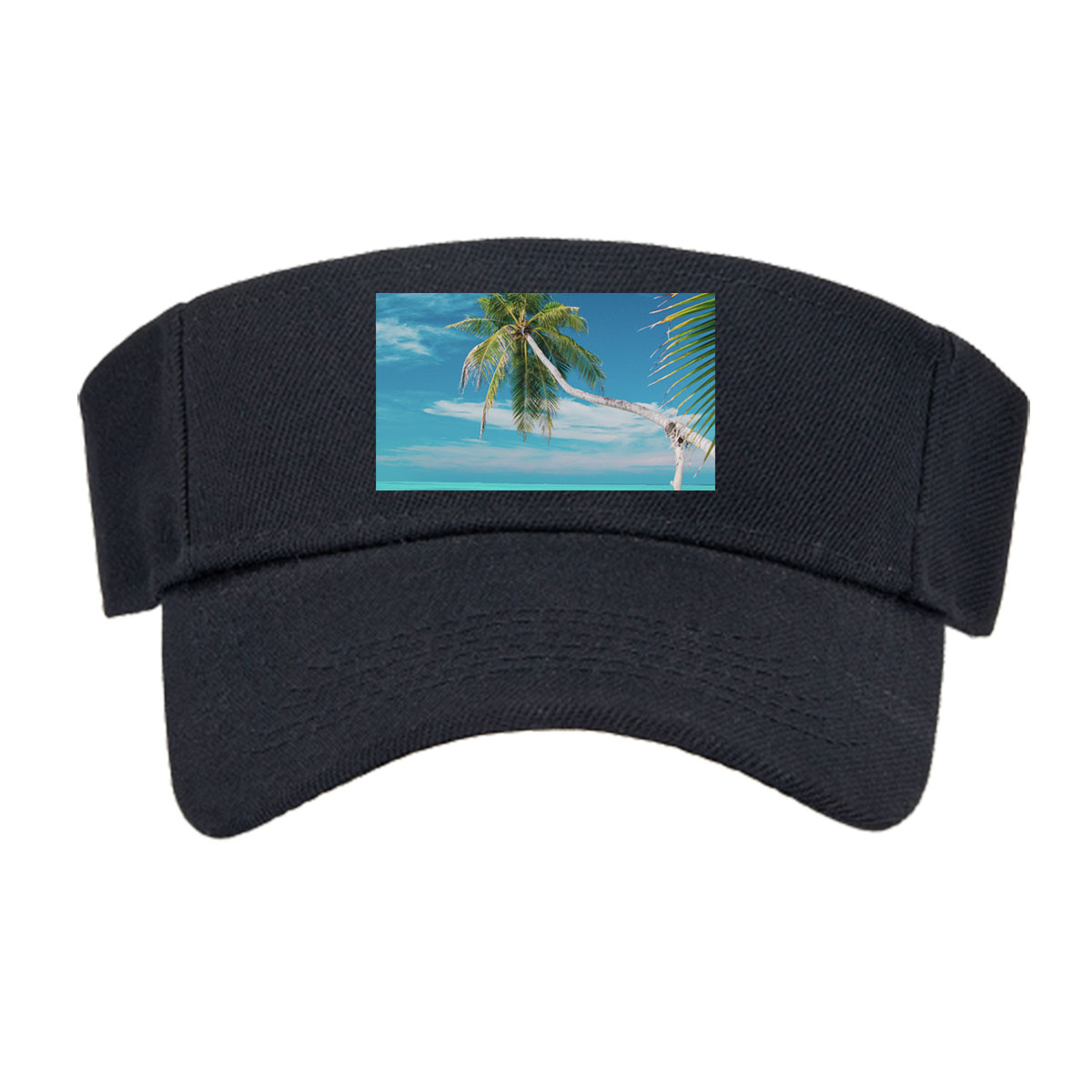 Tropical beach with palm tree and turquoise water -  Visor cap