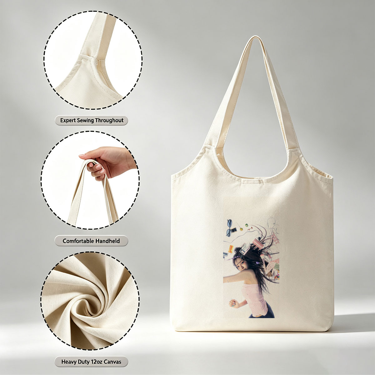 Lisa Blackpink Artistic Portrait with Hair Accessories and Makeup Tools - Canvas shoulder bags/