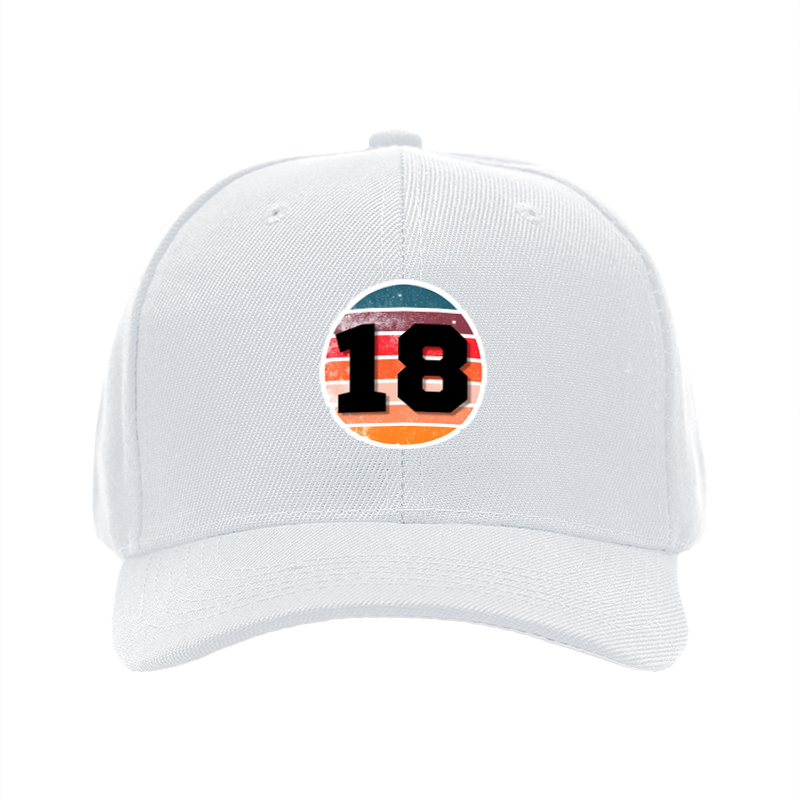1pc New Baseball Cap with Number 18 Retro Stripe Print Unisex Adjustable Hat for Outdoor Activities and Casual Wear Adults Fashion Accessory