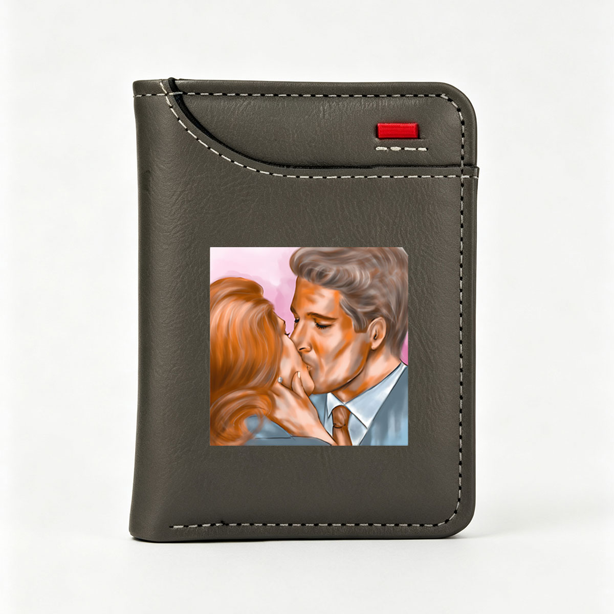 Romantic Kiss Between Couple in Formal Attire - Vertical Style Wallet