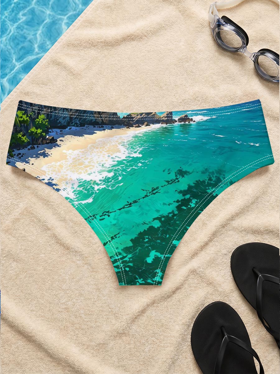 Tropical Bay with Crystal Clear Waters and Lush Cliffs -  Men's swim trunks