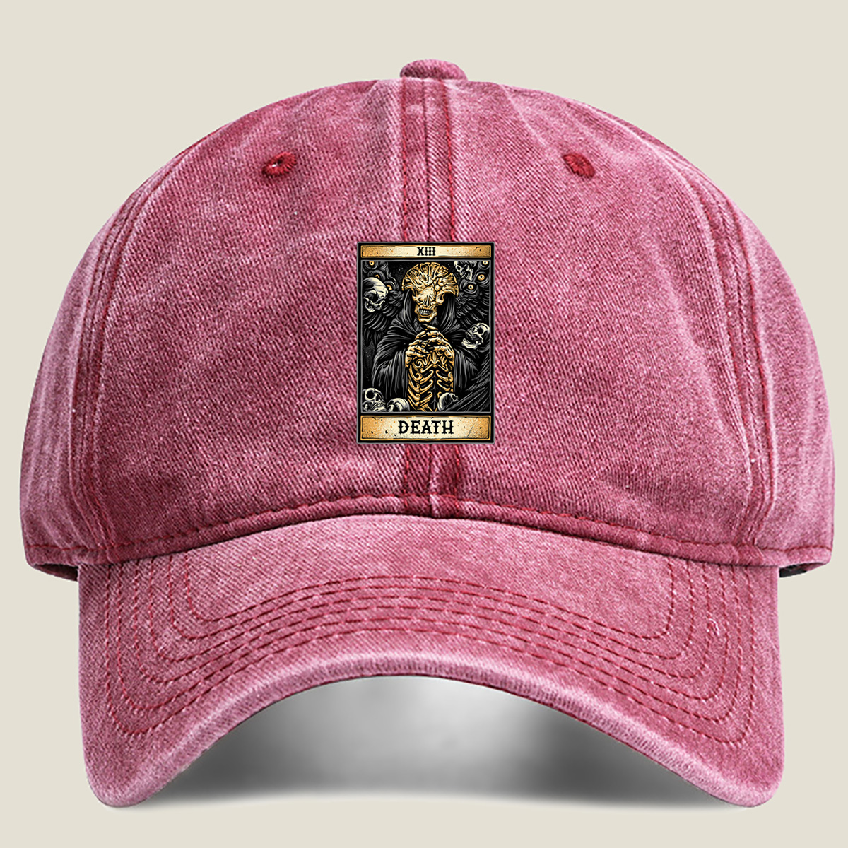 Death Tarot Card - XIII - Washed Denim - Baseball Cap