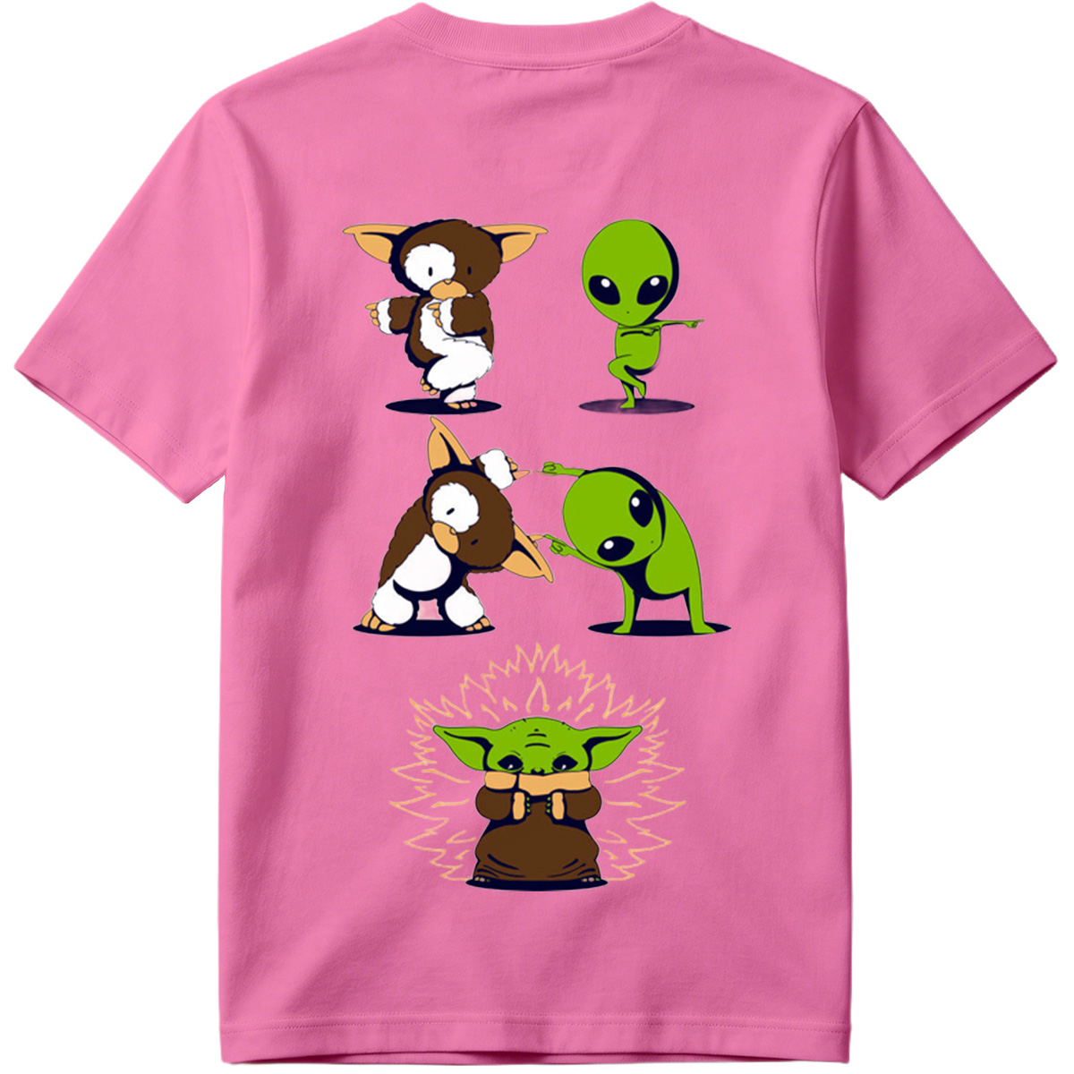 Diddy Kong, Alien, and Baby Yoda in Playful Poses - Tee