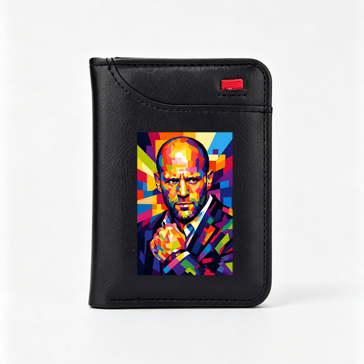 Colorful Geometric Portrait of a Man in Suit - Vertical Style Wallet