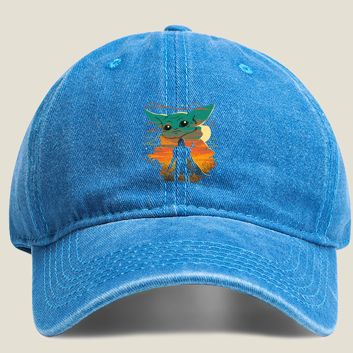 The Mandalorian and Grogu Sunset - Washed Denim - Baseball Cap