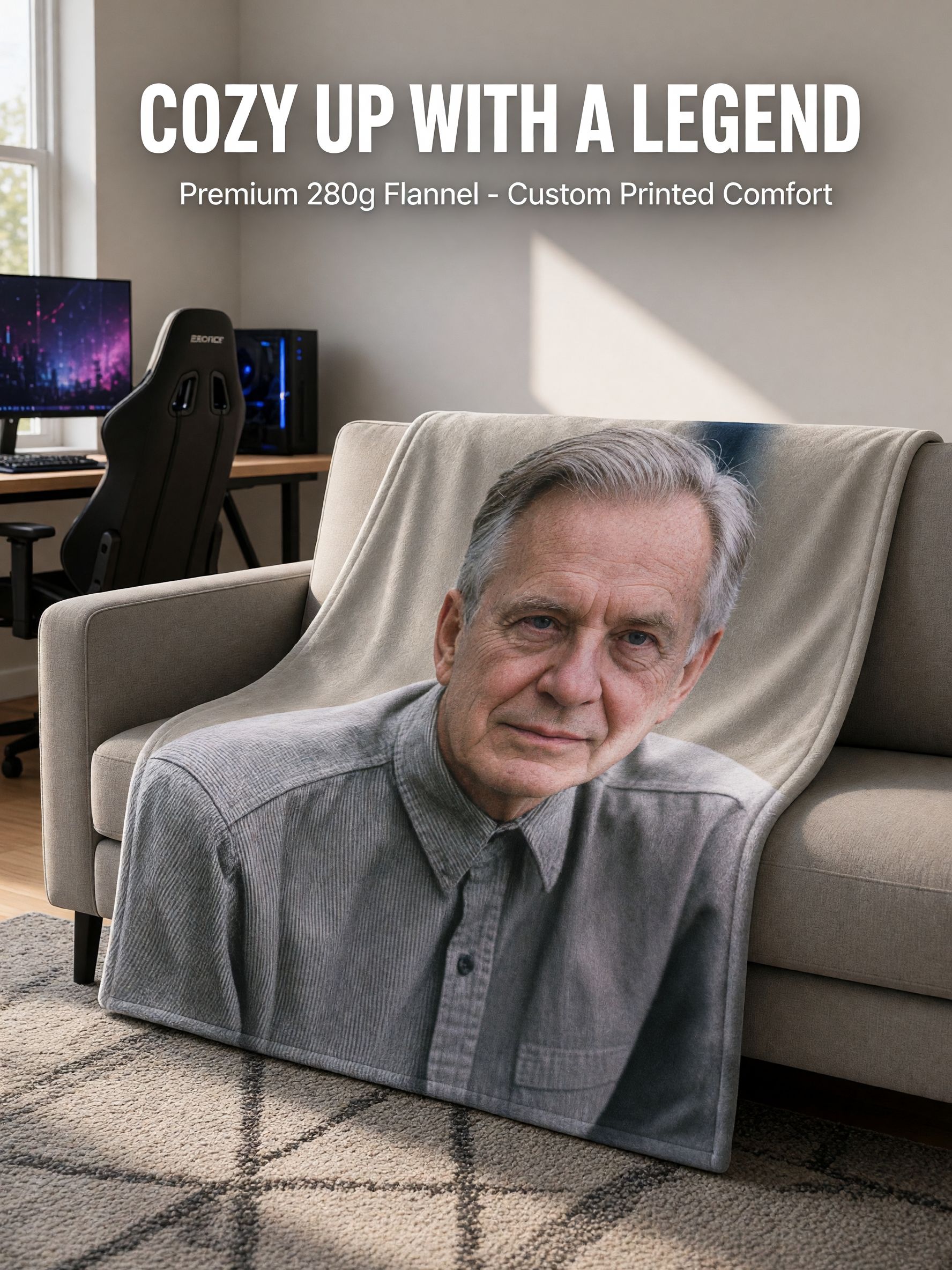 Personalized Custom Photo Blanket Ultra Soft Flannel Portrait Throw Fleece Bedding for Couch Sofa Ideal Keepsake Gift