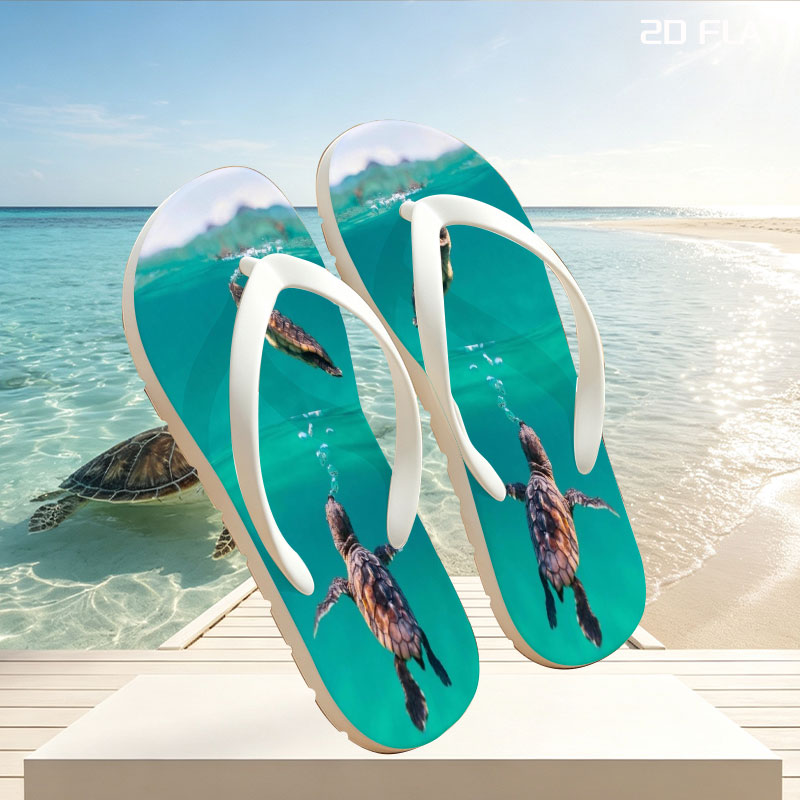 Sea turtles swimming above and below water surface -  flip-flops