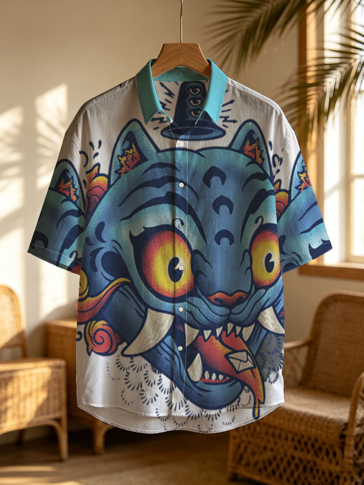 Blue Tiger with Bell and Envelope in Mouth -  Shirt