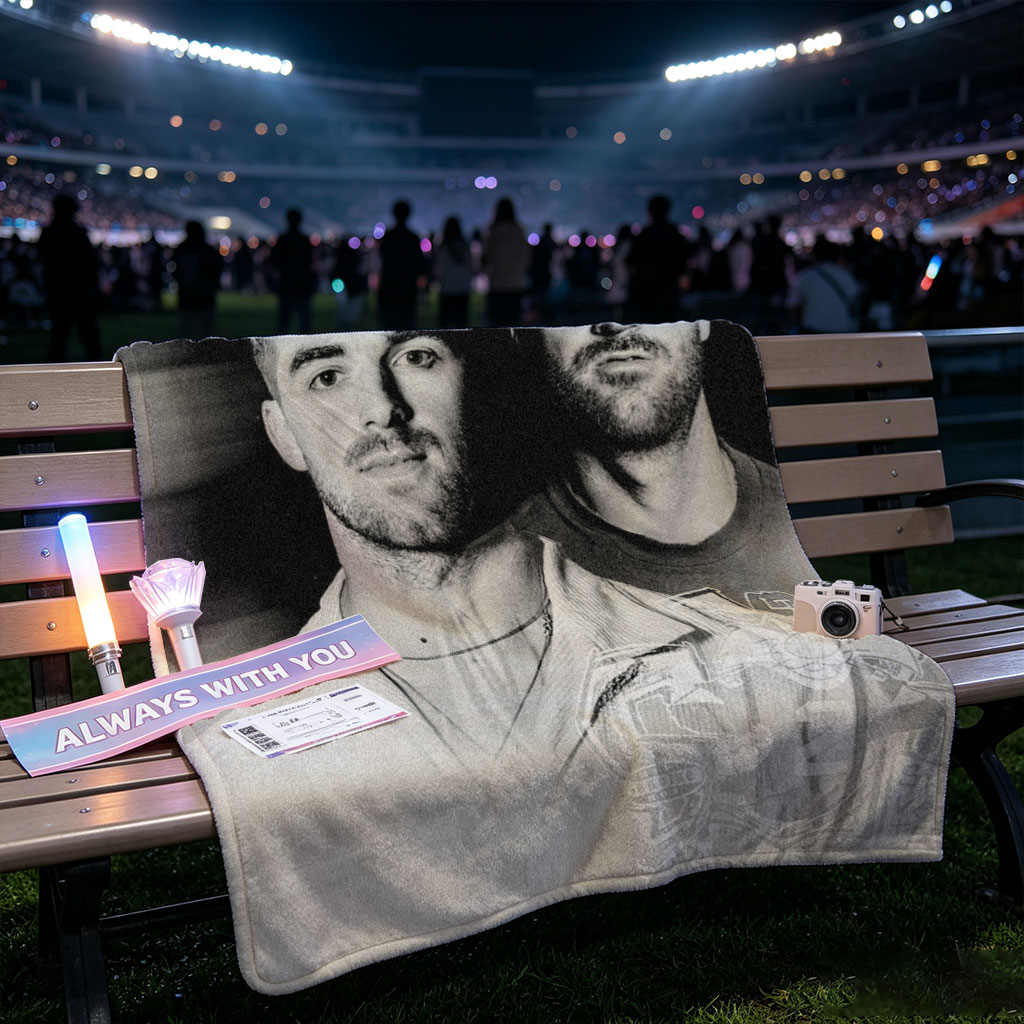 Liam Payne and a Friend in a Black-and-White Portrait with Blurred Background - Blankets
