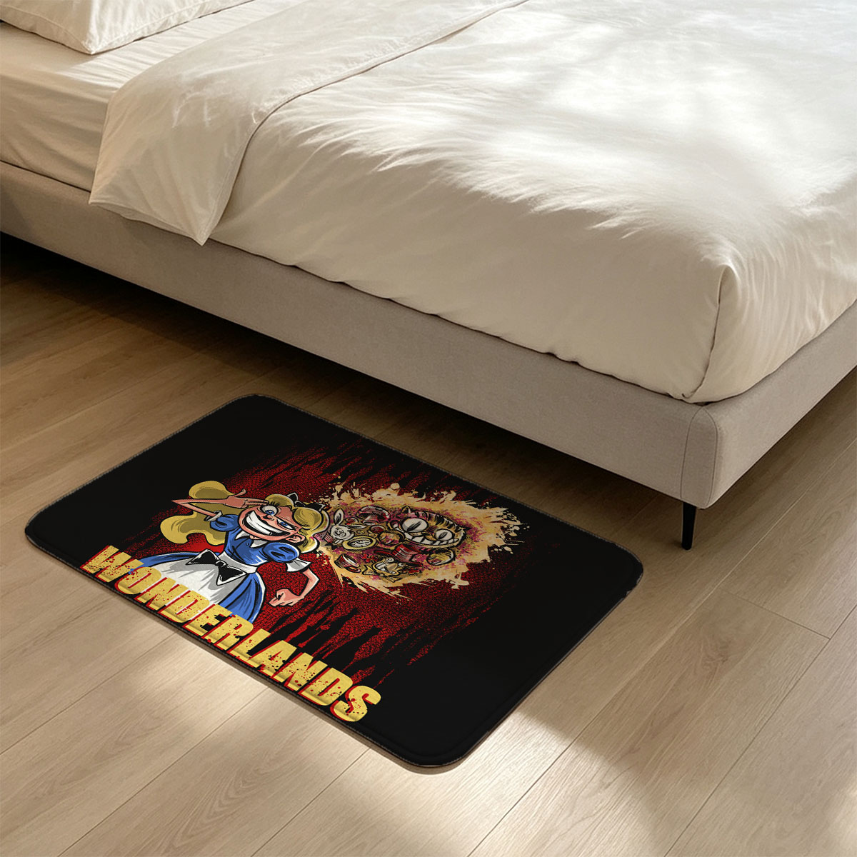 Alice and Cheshire Cat in Wonderlands - Flannel floor mat