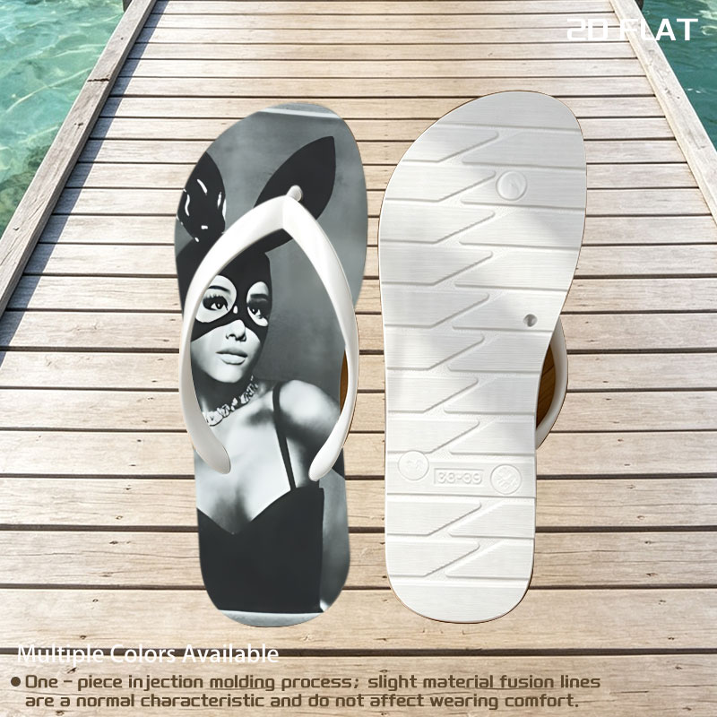 Bunny Masked Woman in Black Dress with Pearl Necklace -  flip-flops