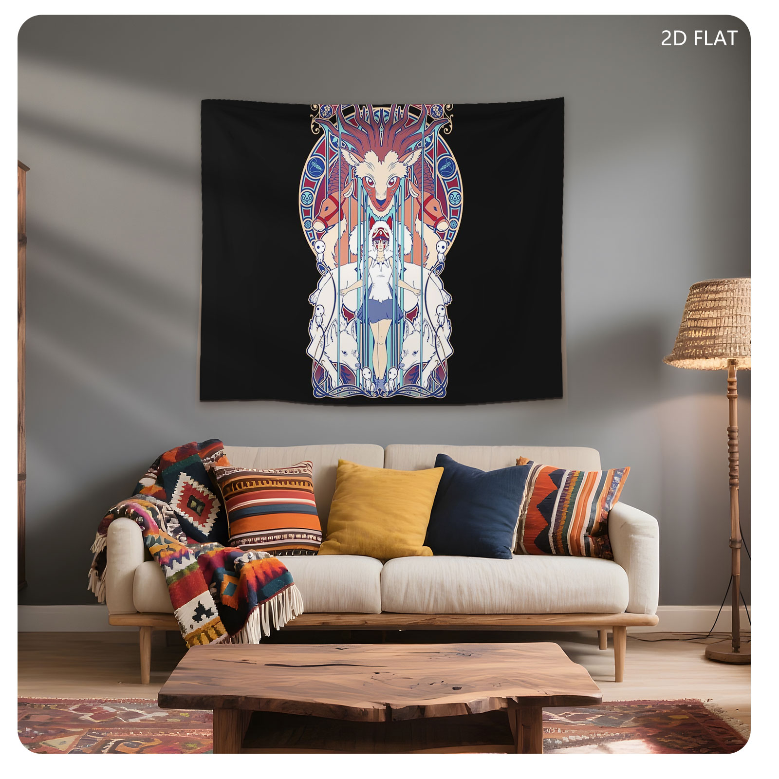 Sailor Moon and Luna in Art Nouveau Style with Mythical Creatures - Tapestry