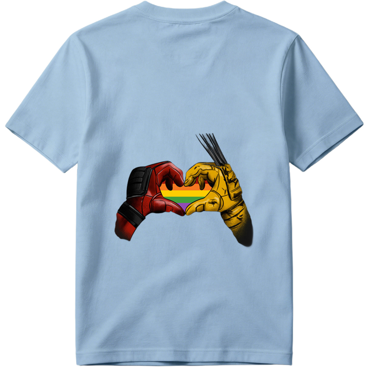 Deadpool and Wolverine Form a Rainbow Heart - Tee