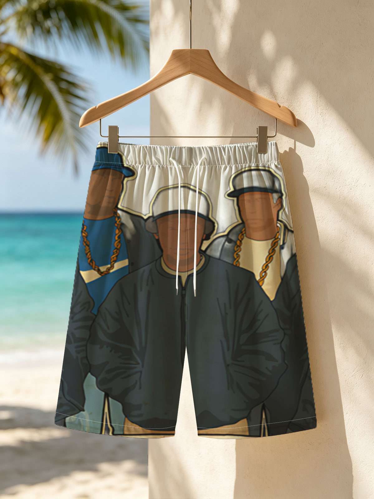 N.W.A. Members in Classic Hip-Hop Attire -  Beach shorts