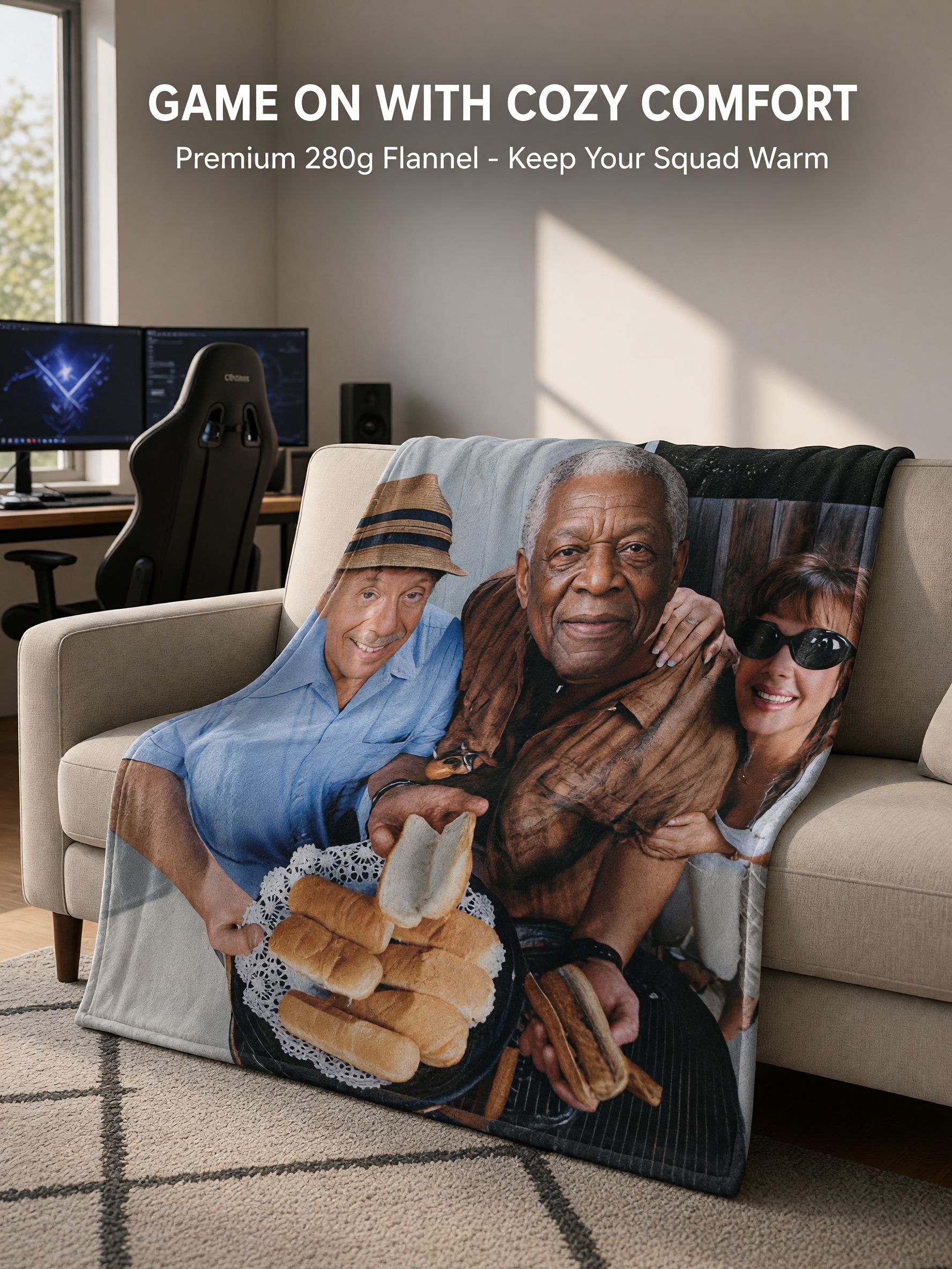 Custom Photo Blanket Personalized Picture Flannel Fleece Throw Soft Warm Memory Keepsake Gift for Family and Friends