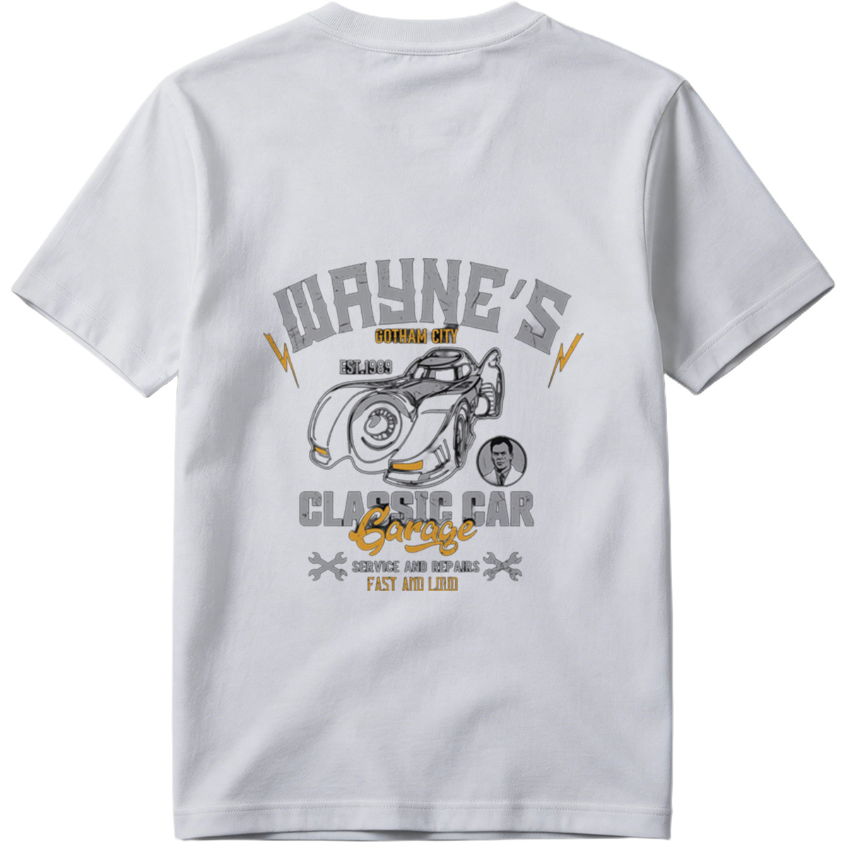 Wayne's Gotham City Classic Car Garage: Batman and Bruce Wayne - Tee