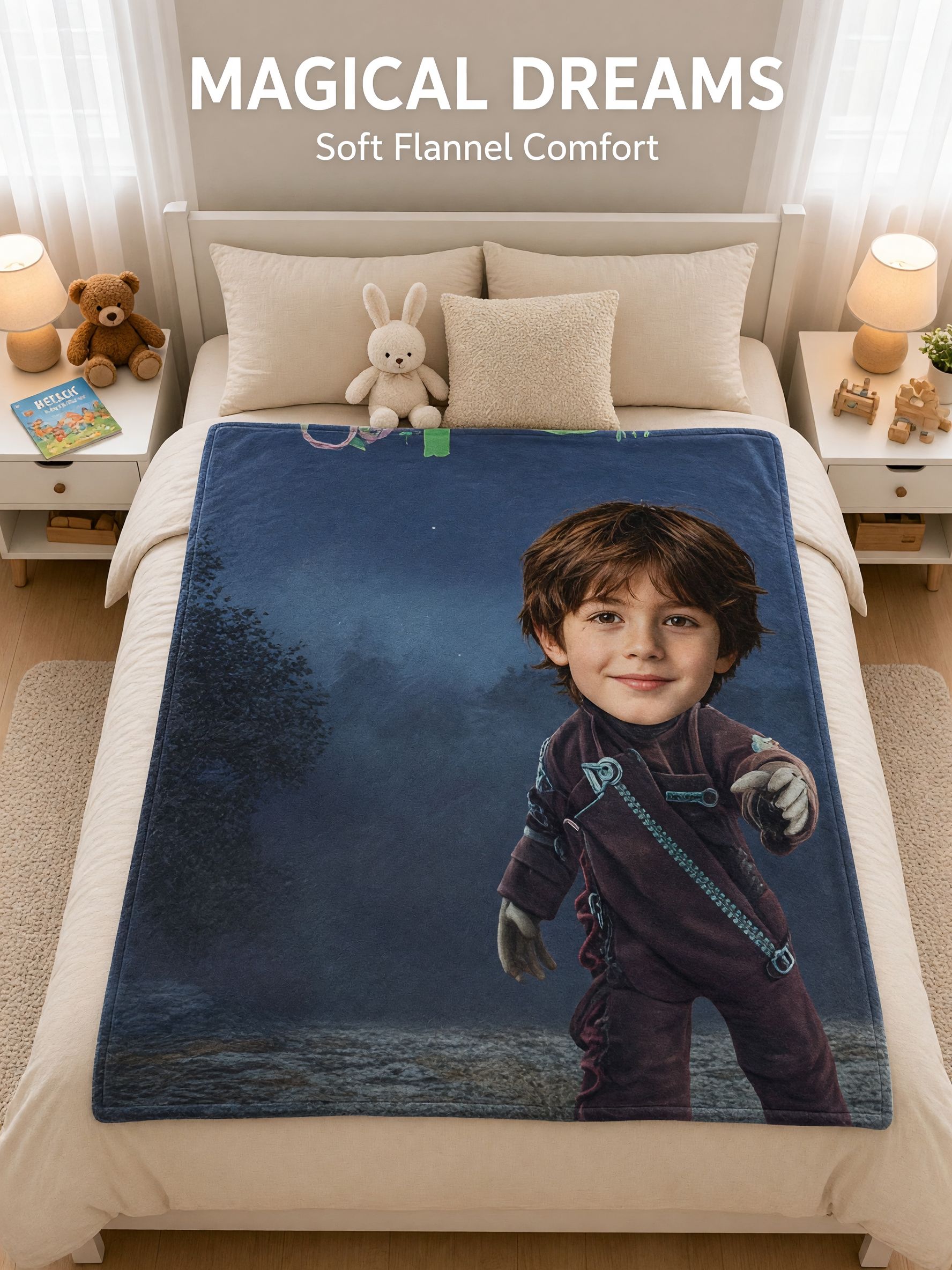 Personalized Face Photo Blanket Custom Soft Flannel Fleece Throw Lightweight Anti-Pilling Cover Ideal Personalized Gift