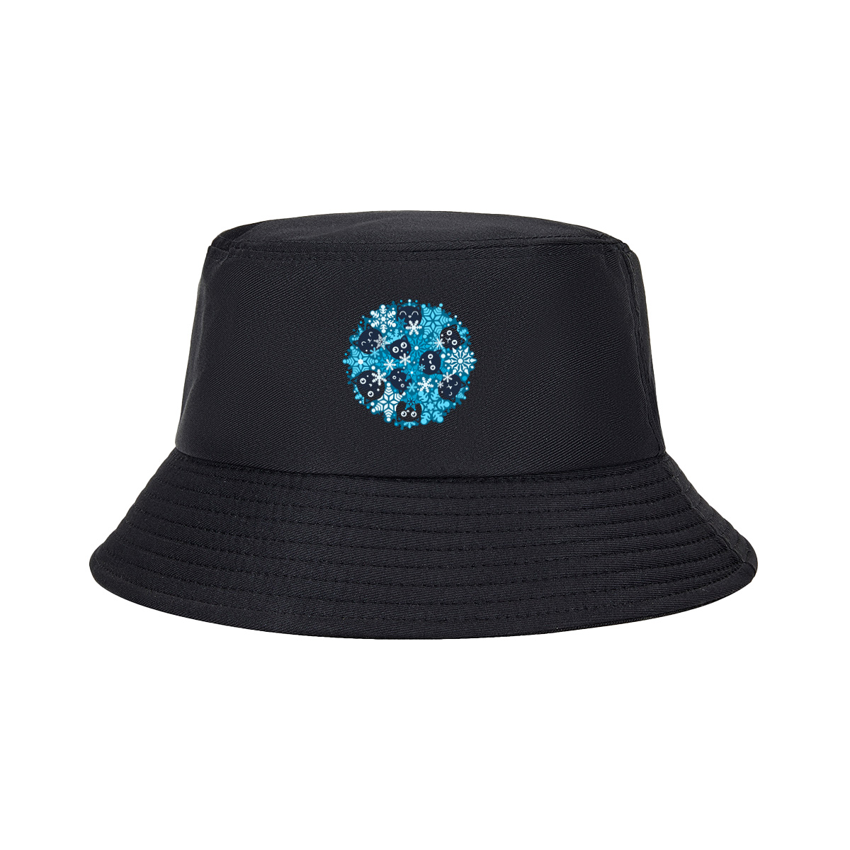Black Cats and Snowflakes Winter Pattern - Fisherman's Hat