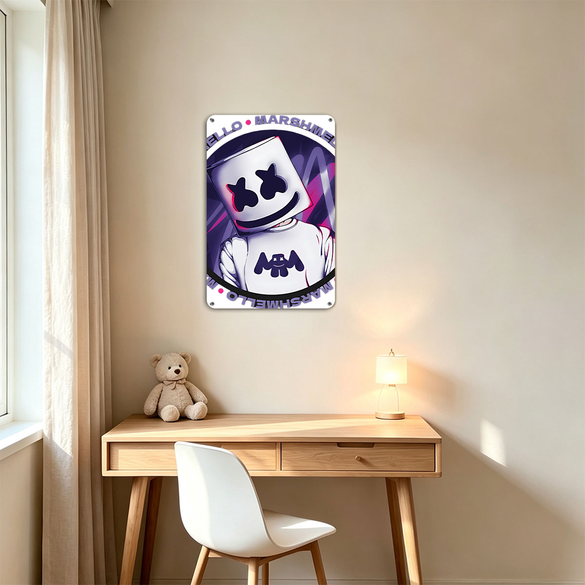 Marshmello - Iconic DJ with Signature Marshmallow Helmet and Logo Design - painting