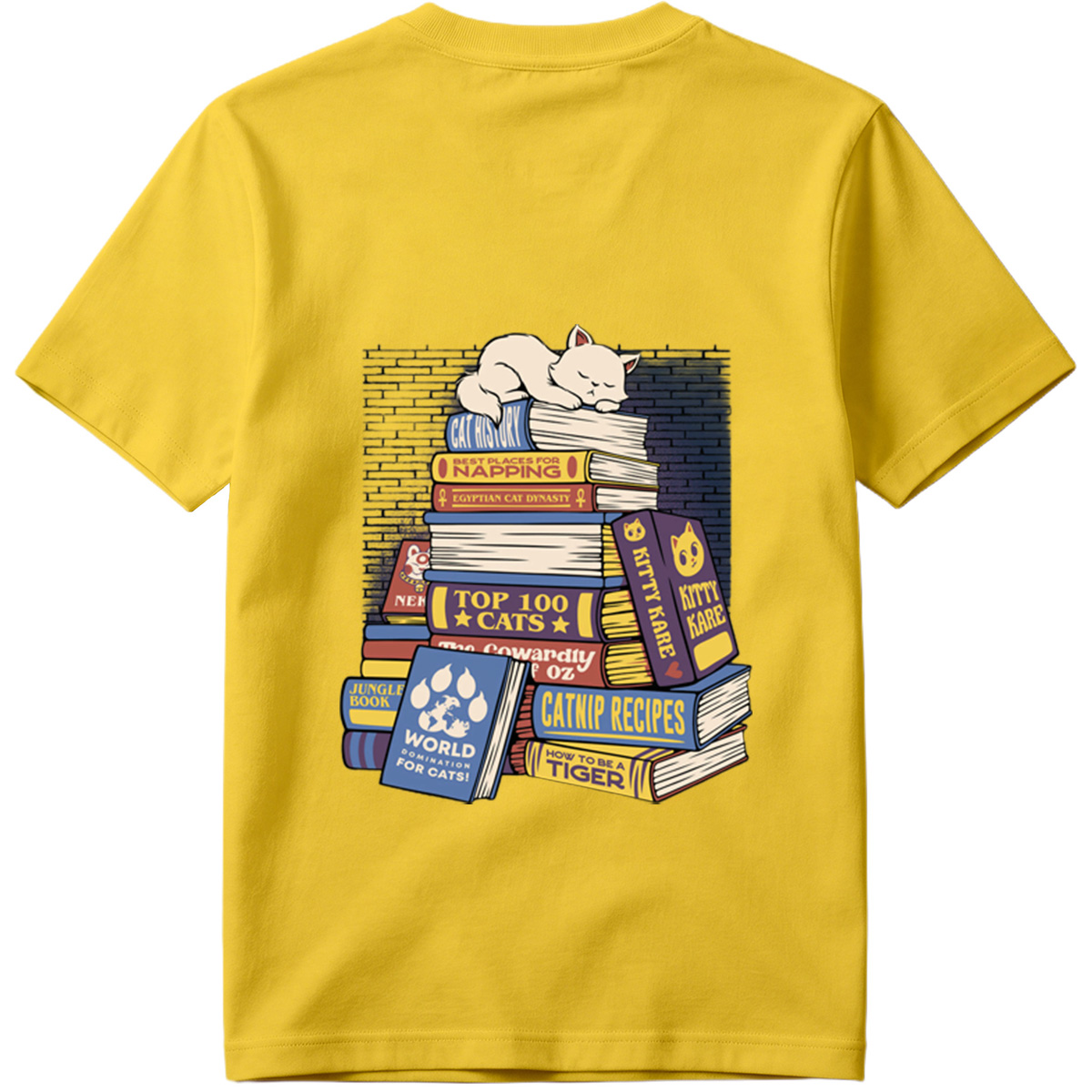Cat Nap on Book Stack - Tee