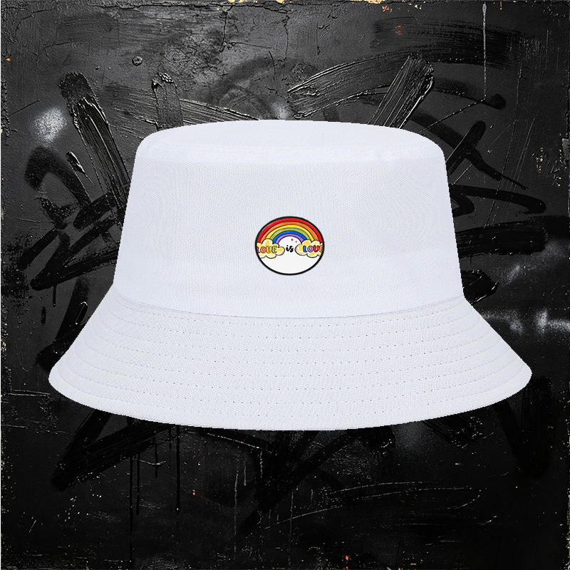 Unisex Fisherman Hat with Rainbow Love is Love Print - Classic Cotton Sun Hat for Outdoor Activities, Beach, Travel, and Pride Events - Perfect for Adults Seeking Comfortable and Expressive Headwear