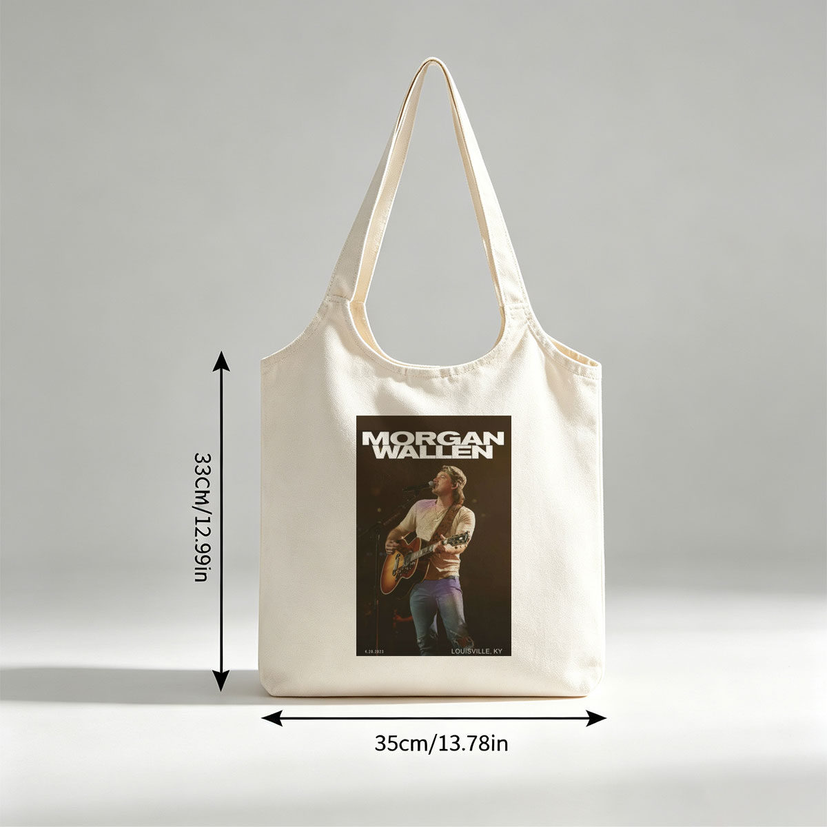 Morgan Wallen Live Performance Playing Guitar on Stage in Louisville, KY - Canvas shoulder bags/