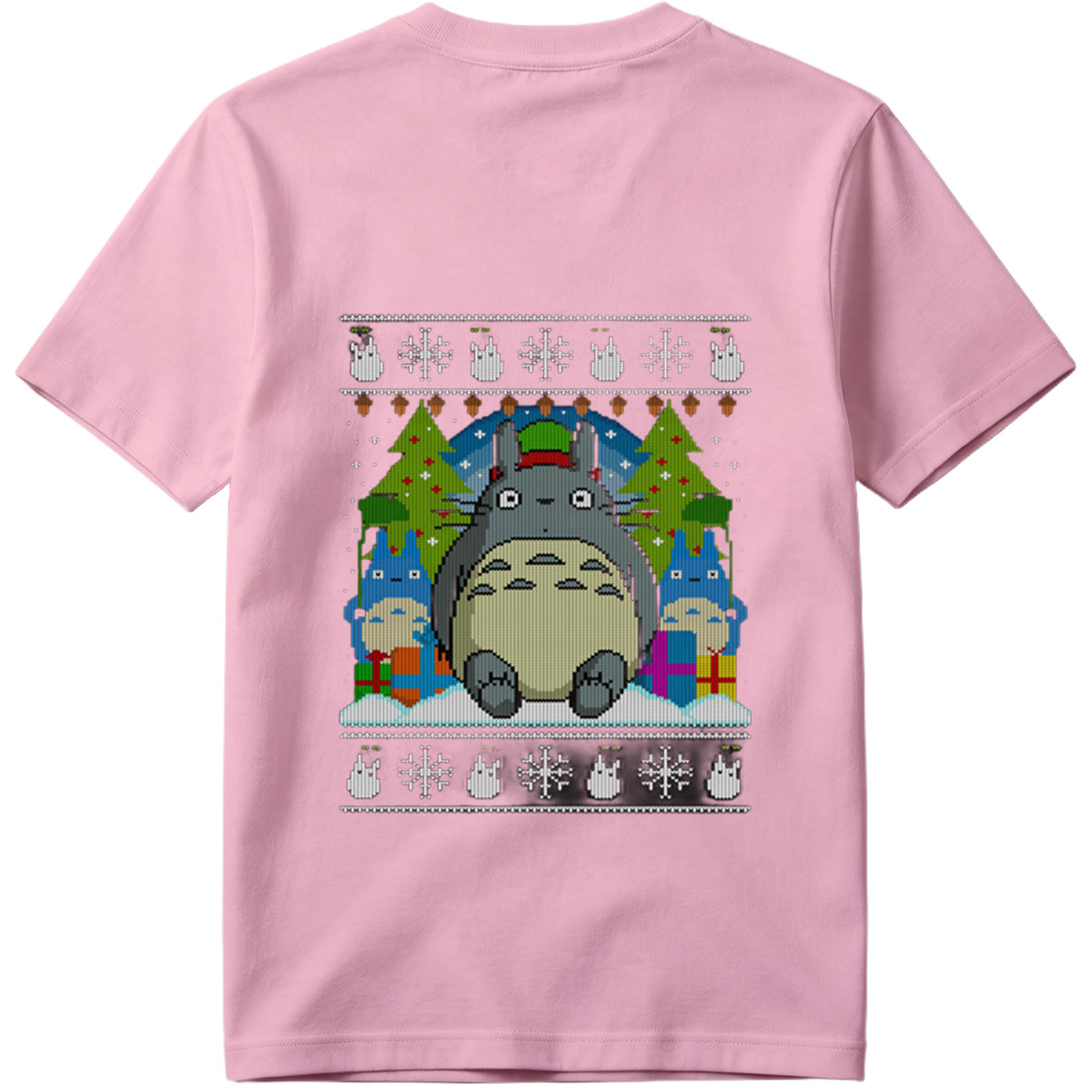 Totoro Christmas Knit Pattern - Tee