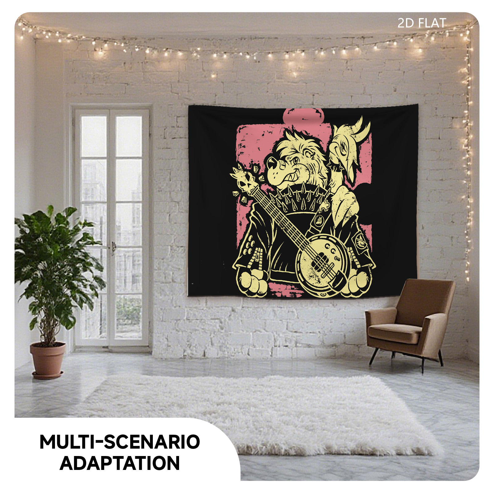 Taz the Tasmanian Devil Playing Banjo with Punk Rock Style - Tapestry