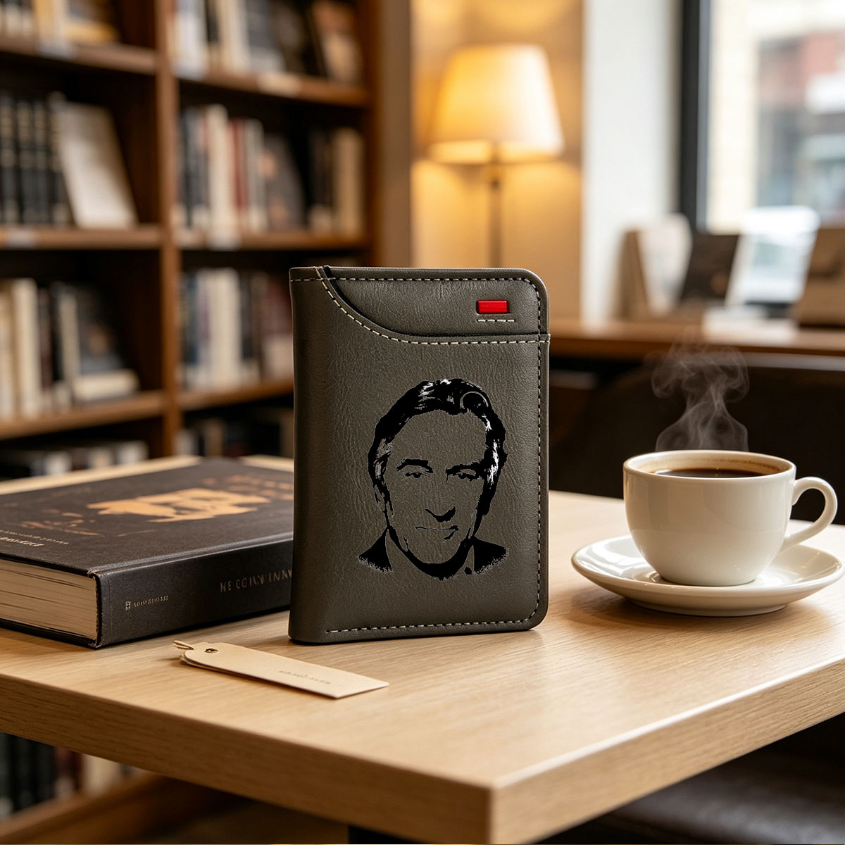 Line Art Portrait of a Man with Detailed Facial Features - Vertical Style Wallet