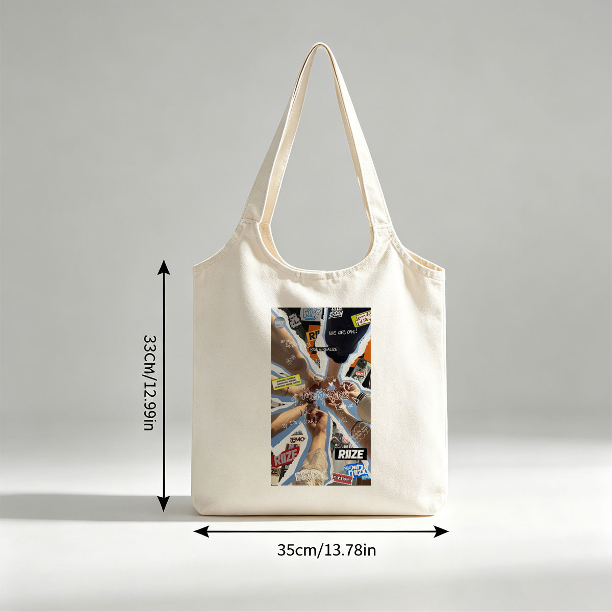 RIIZE Members Unite in a Vibrant Collage of Hands and Fans, Celebrating Unity and Memories - Canvas shoulder bags/