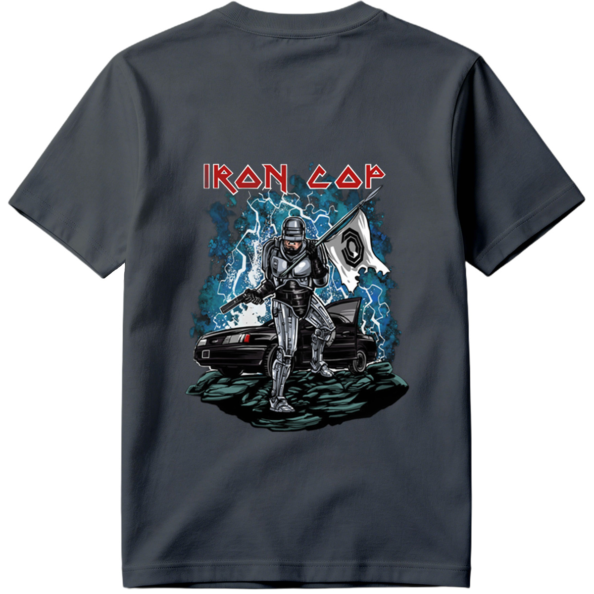 Iron Cop: Robo-Police Officer with Flag and Car - Tee