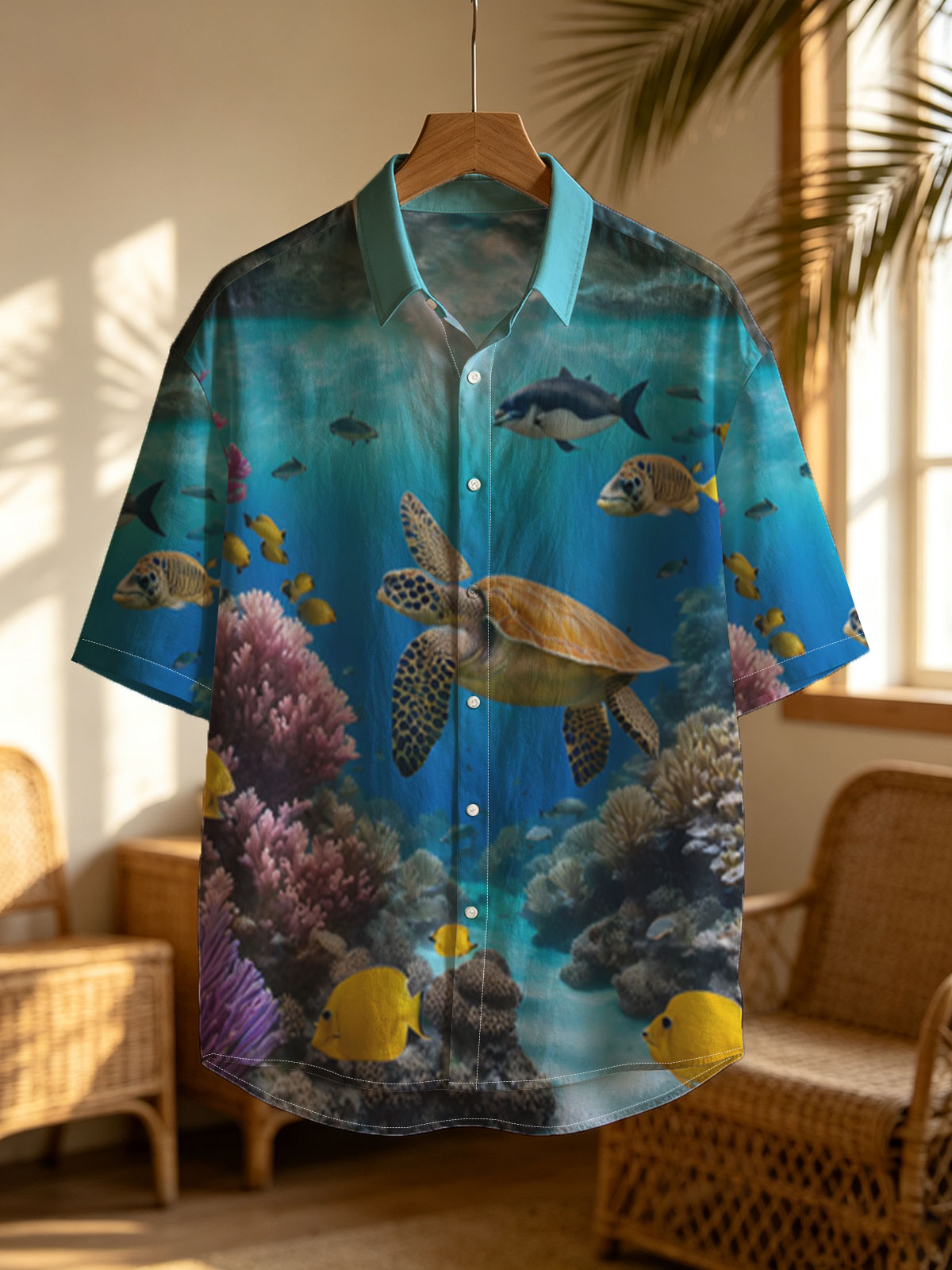 Colorful Coral Reef with Sea Turtle and Fish -  Shirt
