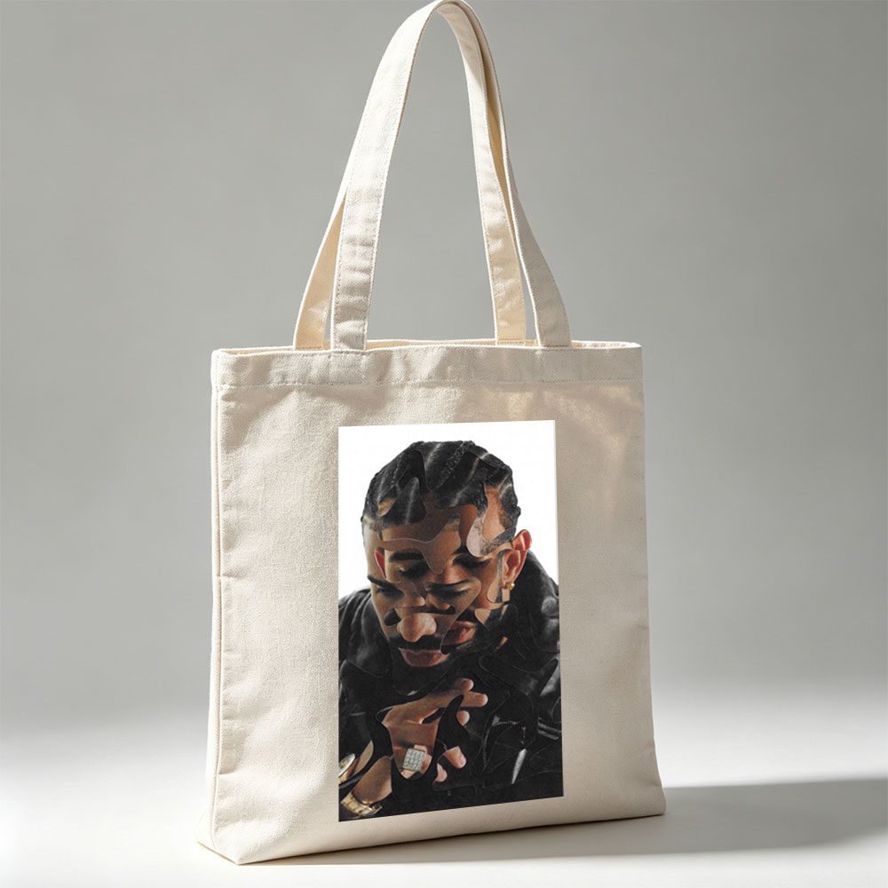 Drake in a Stylish Pose with Camouflage Overlay Effect - Canvas tote bags